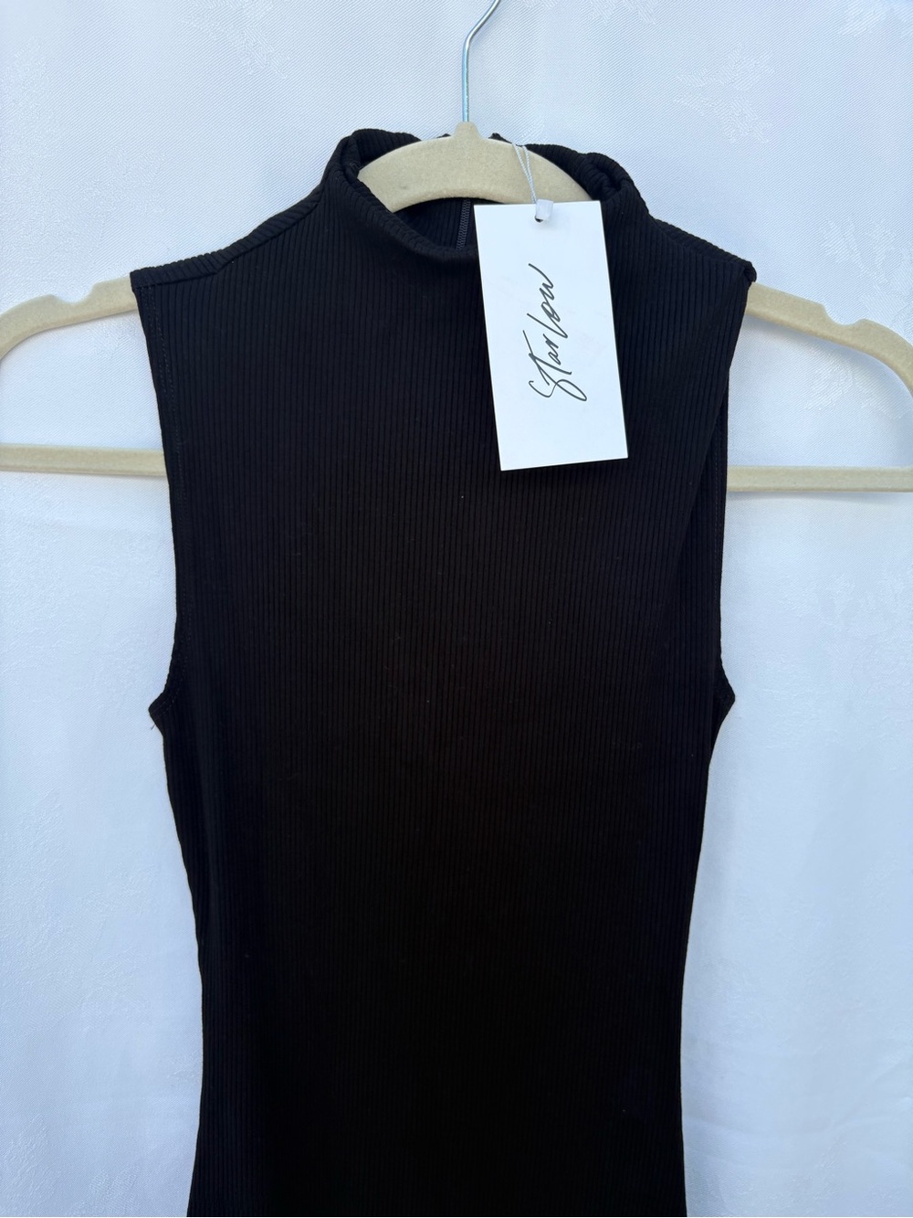 Starlow Black Ribbed Mock Neck Dress